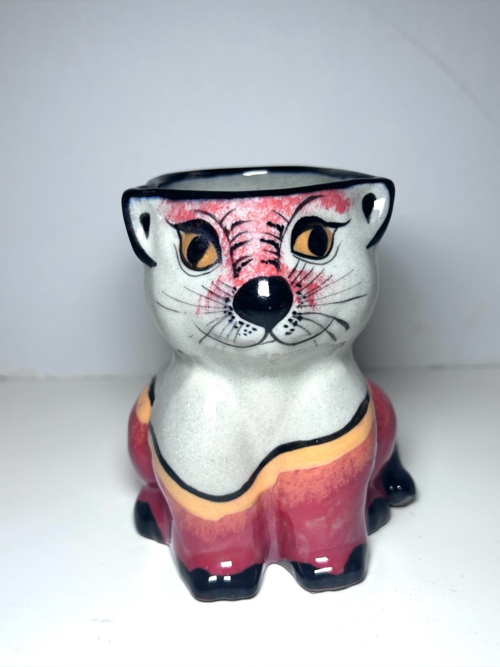 Kitty Cat Handpainted Ceramic Planter Made in Guatemala
